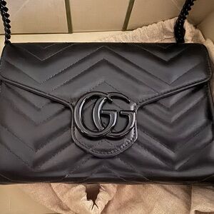 Gucci Black Chevron Crossbody Bag